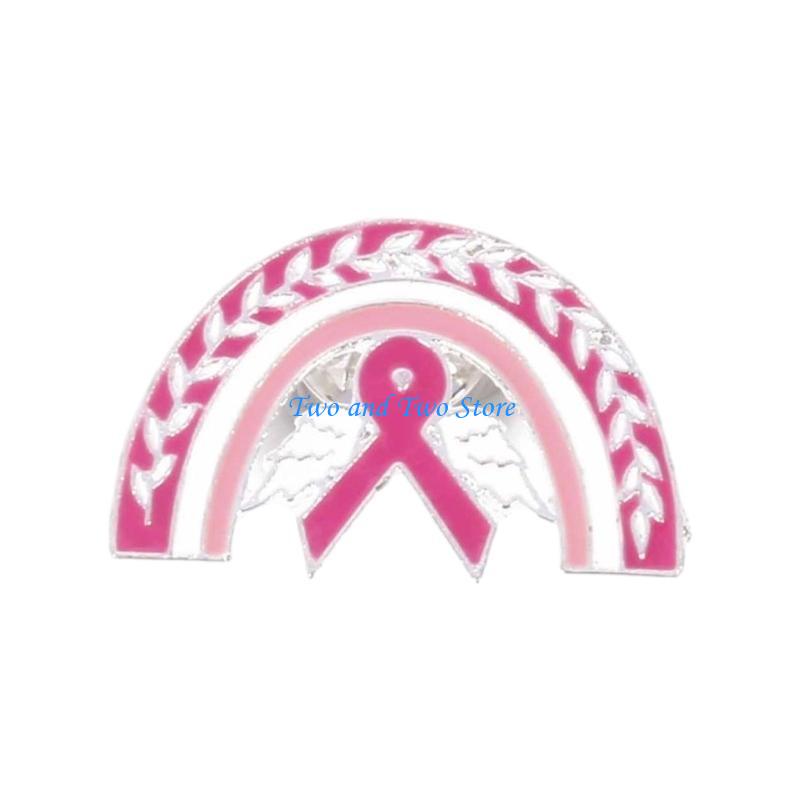 HX6F Health Awareness Pink Ribbon Brooch for Women's Day Festivities Alloy Lapel Pin