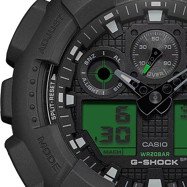 Casio G-SHOCK Black and Electro Green GA-100BEG-1AJF Wrist Watch for Men