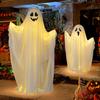 Halloween Light-up Ghost Decoration with LED Light Outdoor Spooky Standing White Ghost for Porch Fireplace Party Garden Decor