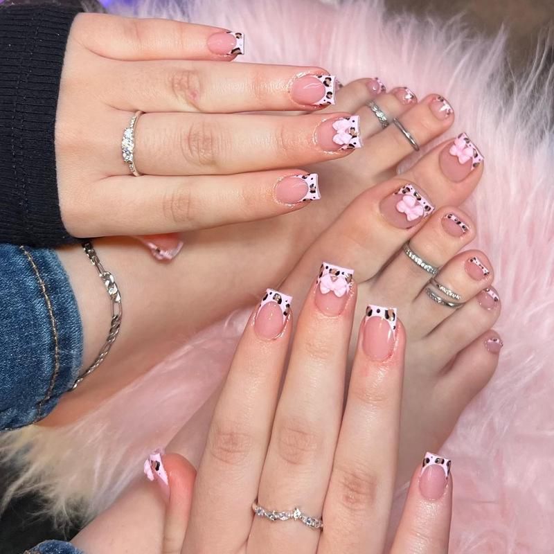 Европейские и американские градиентные персиковые балетные типсы для коротких ногтей