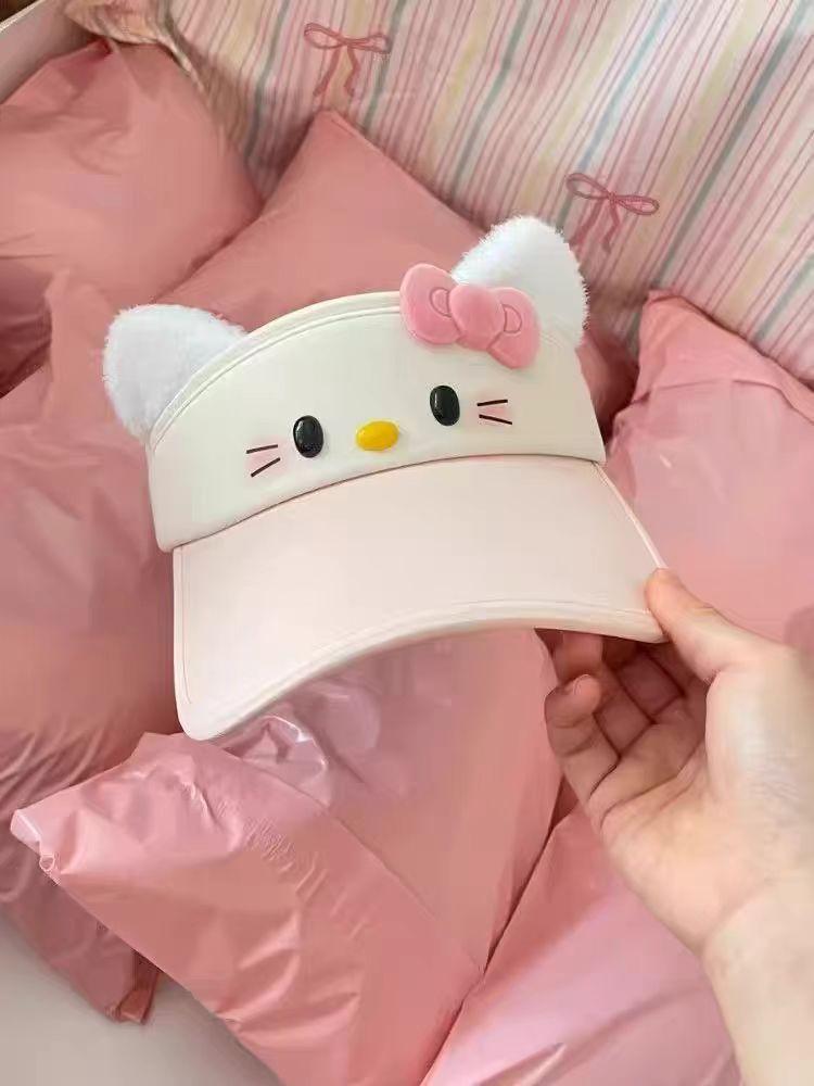 Шляпа от солнца Hello Kitty с широкими полями для девочек, летний козырек