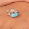 Дизайнерское кольцо ручной работы из натурального драгоценного камня Ларимар, богемное кольцо, женское кольцо, подарок на годовщину, серебряные ювелирные украшения