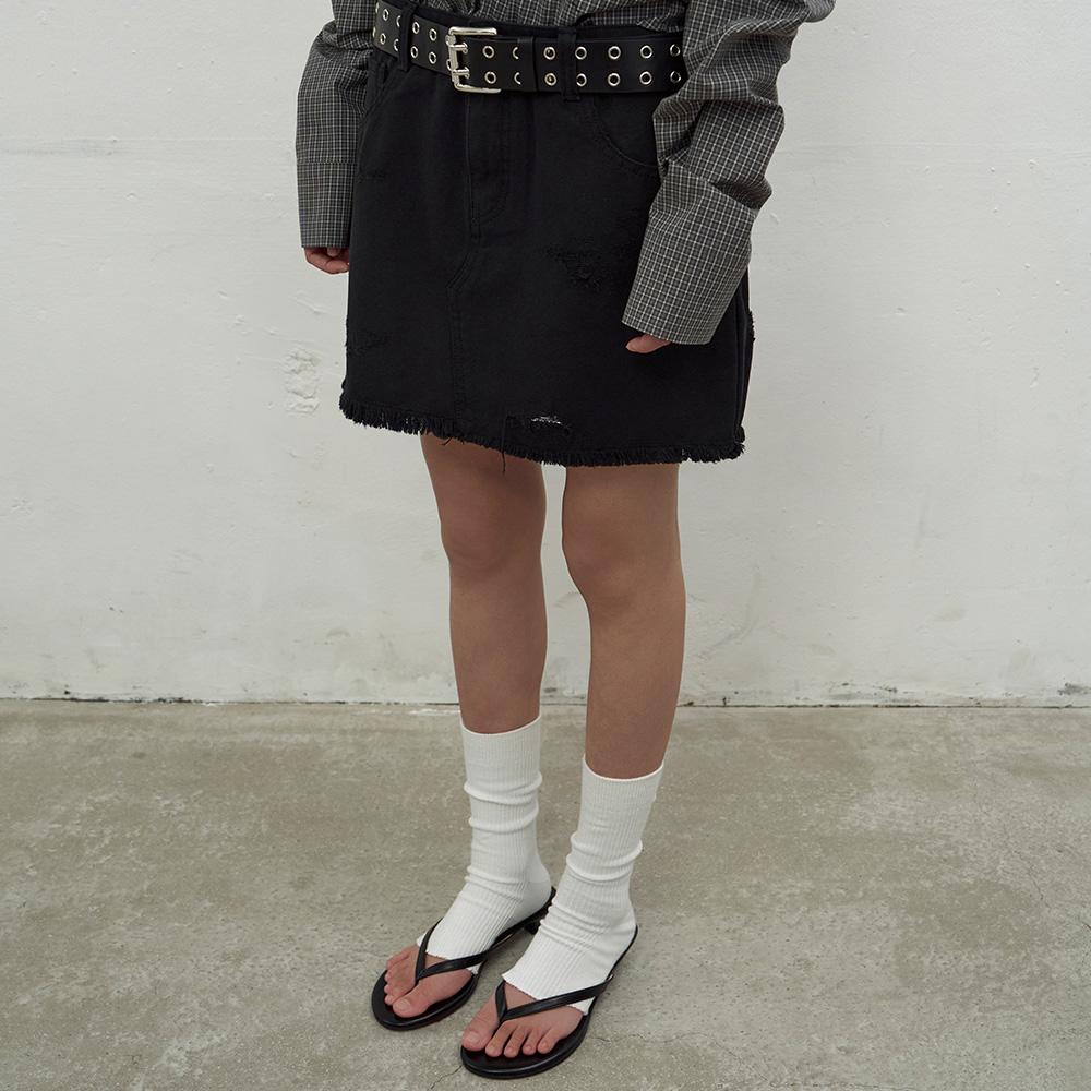 Lcdc Tm Double Waisted Denim Mini Skirt (Black)