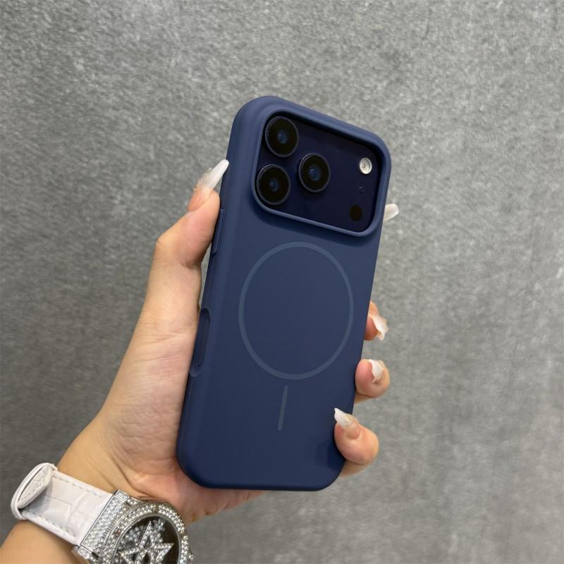 Liquid Silicone Phone Case With Integrated AI Button Magnetic Snap-on IPhone 17 Pro Max 16 15 Series Soft Touch Anti-Slip