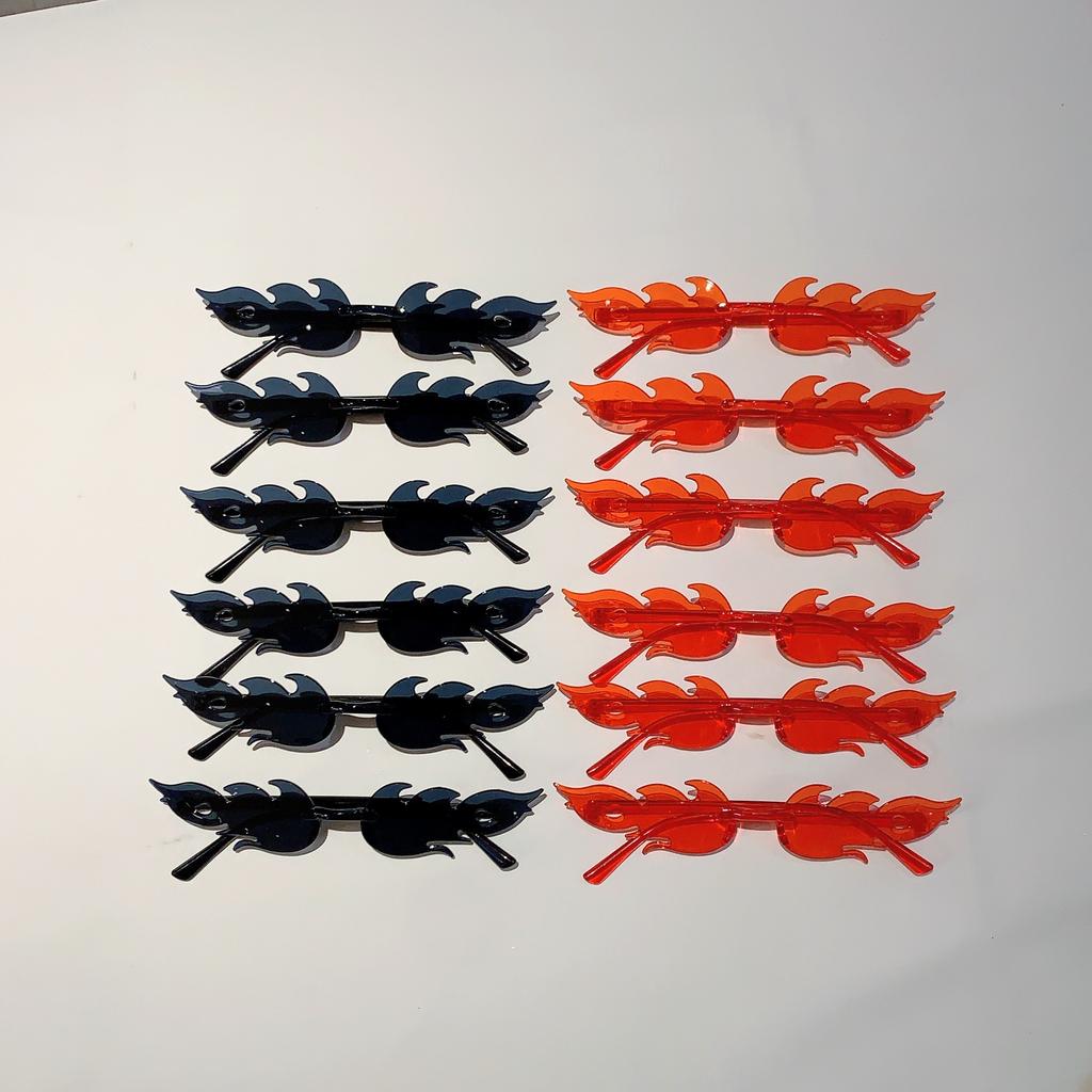 12 пар в наборе Солнцезащитные очки в форме пламени Новая мода Безободковые Конфетный цвет Вечерние очки Модный дизайн Цветные солнцезащитные очки