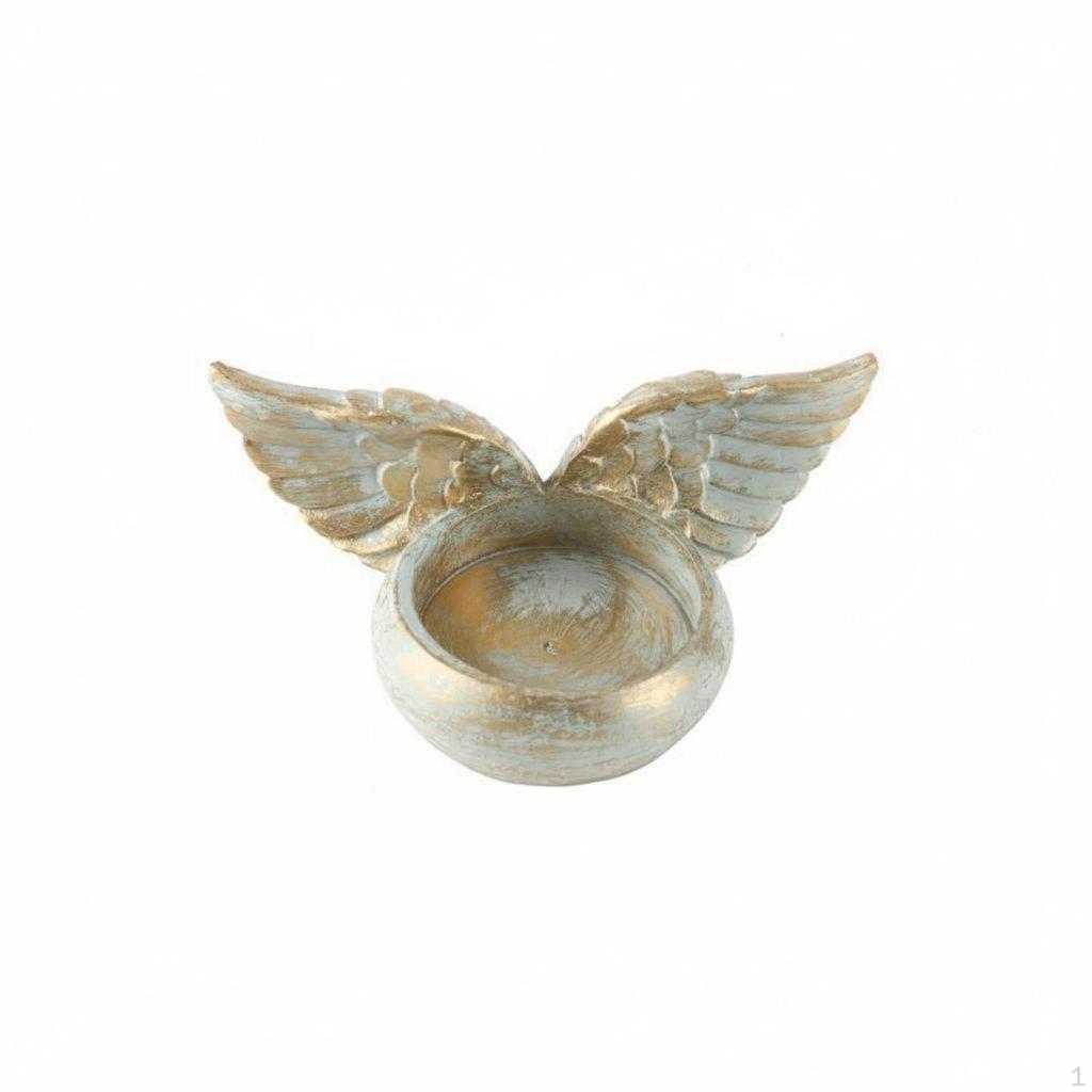 Подсвечник "Крыло Ангела" Ретро Дизайн Перья Подсвечник-свеча (tealight) Потертая отделка Смола
