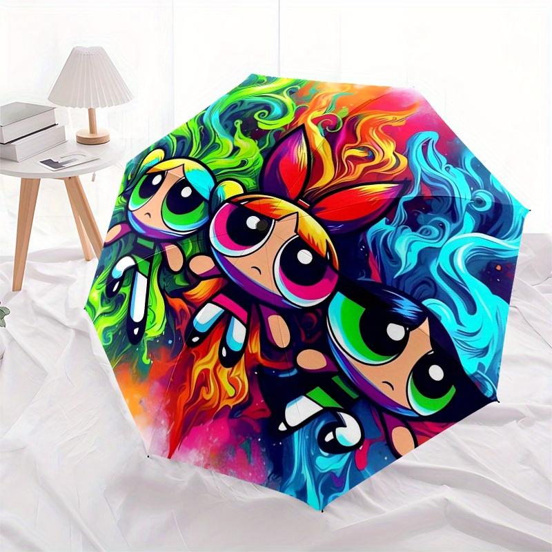 1pc Powerpuff Girls, Cartoon Themed High-quality Umbrella,Automatic Opening and Closing Umbrella,Multi-functional Umbrella G0811035