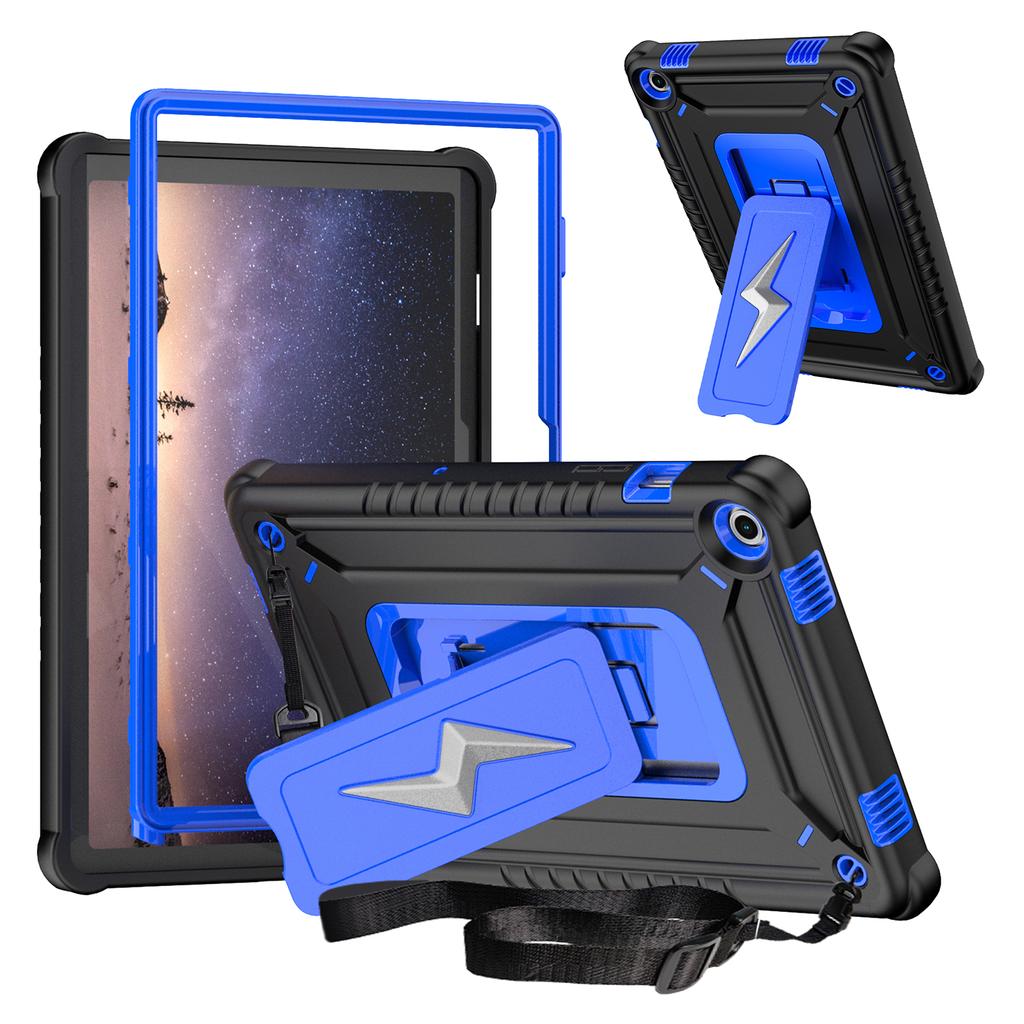 Чехол-подставка для Samsung Galaxy Tab A9+ из ПК + силикона с плечевым ремнем