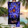 Floral Background Theme Quick Dry Beach Towel Custom Name Text Print Large Sand Resistant Towel Beach Vacation