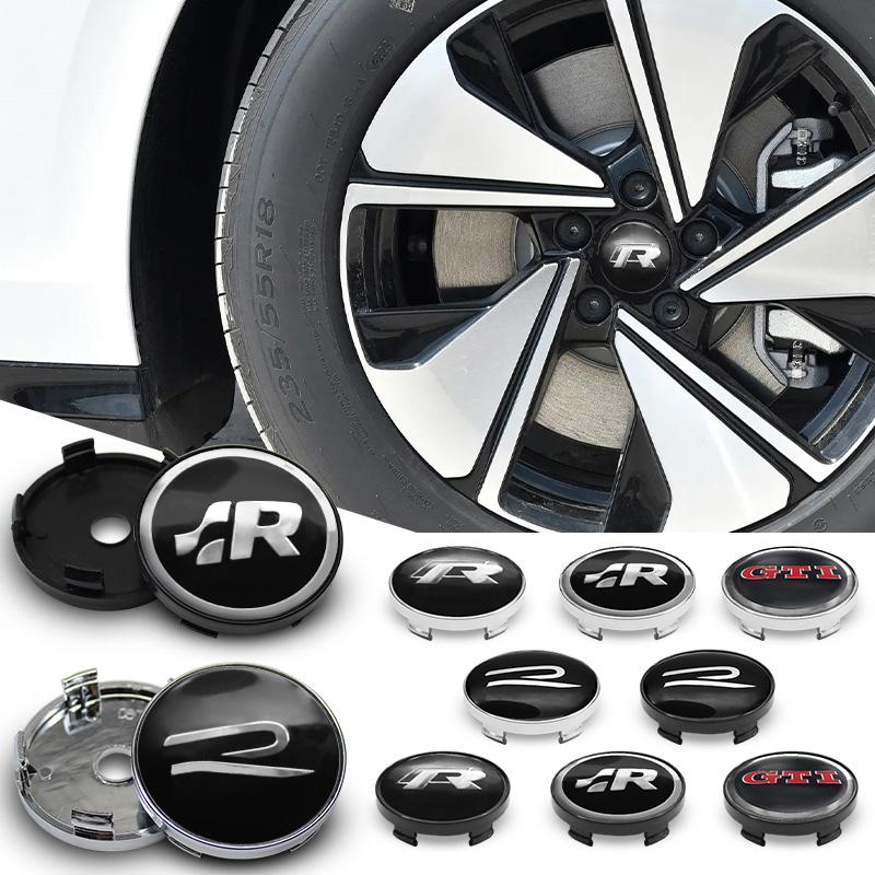 VW 4Pcs 56mm 60mm Car Wheel Center Hub Cap Cover Emblem Stickers For Volkswagen VW GTI Polo Golf Passat Tiguan Arteon Touareg Caddy