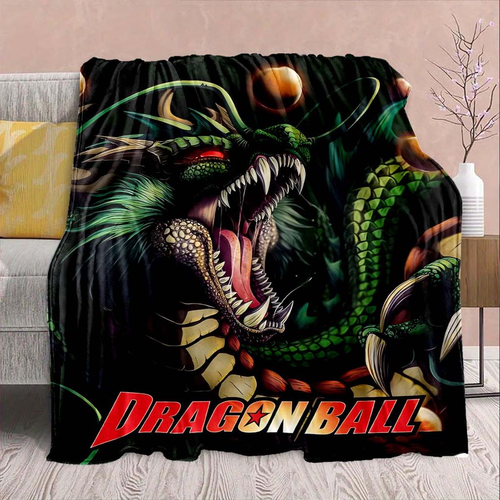 Фланелевое одеяло из аниме Dragon Ball - Мягкое, теплое, идеально подходит для дивана, постельного белья, кемпинга, путешествий, офиса, домашнего декора -QJY