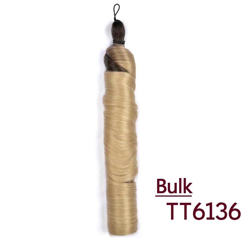 24Inch French Curl Synthetic Hair Extensions Loose Wave Pre-Stretched Braiding Hair Bulk & Weft Crochet Braids Bundles