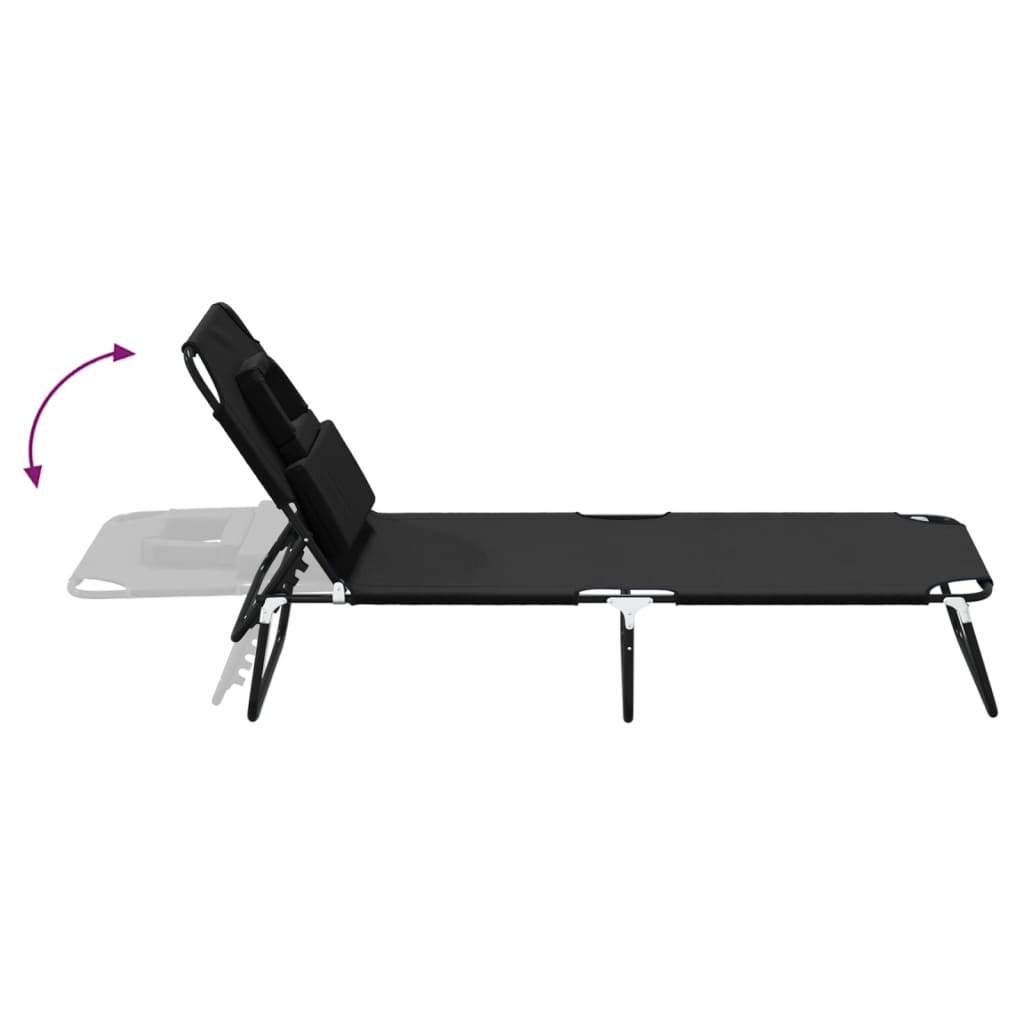 Folding Sun Lounger Oxford Fabric & Powder Coated Steel
