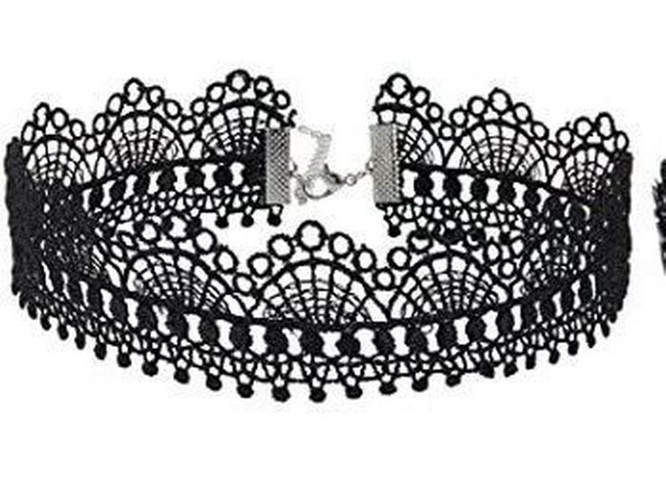 Универсальный набор ожерелий-чокеров из черного кружева: Женские цепочки на ключицу из шести предметов