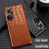Genuine Leather Crocodile Pattern Half-Cover for Honor 50/50SE/50Pro Mobile Phone Case