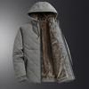 Men's Hooded Warm Fleece Lined Jacket Winter Thermal Coat Outdoor Sports Leisure Clothes Windproof Paternal Coat