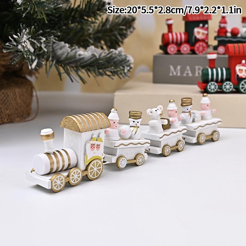 Wooden Carousel Figurine Christmas Tree Decoration Ornaments Wooden Small Train Shop Windows Display Festival Christmas Gifts 7