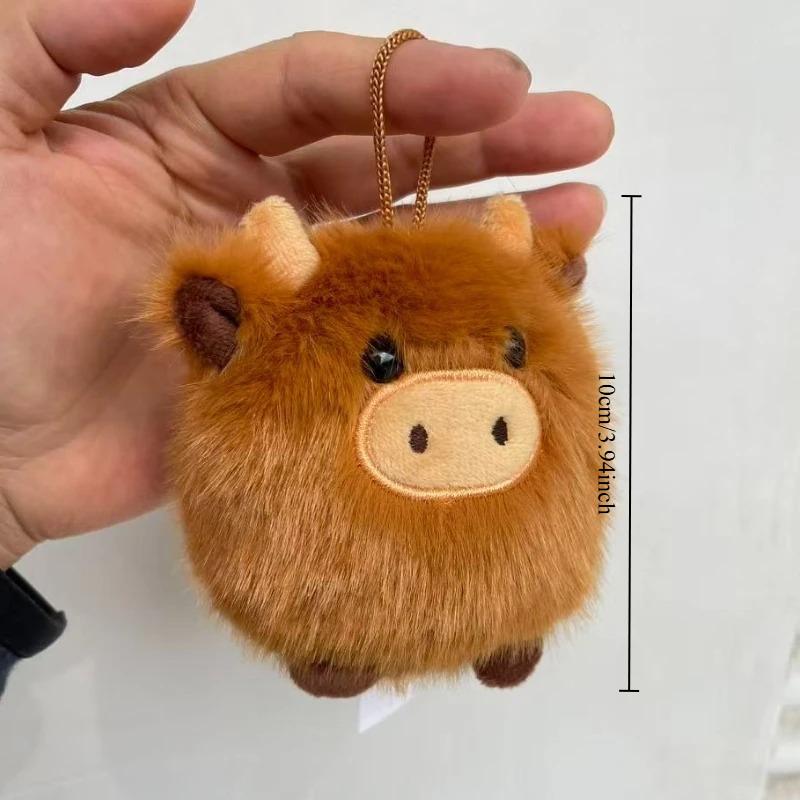 Кавайи Шотландская корова Плюшевая игрушка Плюшевые игрушки Мех Милый бык Брелоки Мягкая игрушка Украшения для автомобиля Супермягкие подушки Подвеска Подарок на день рождения