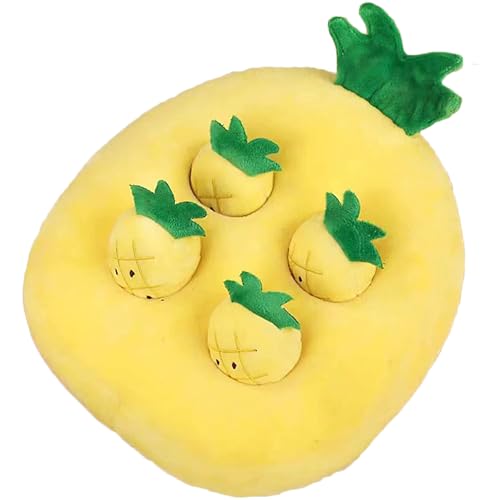 Silver & Style Pet Nosework Dog Educational Toy, Hidden Treat Chew Toy, Plush Food Toy (Pineapple)