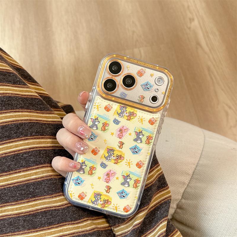Мультяшный Кот и Мышь Чехол для iPhone 15/14, 17/16 Pro Max Защита от падений.
