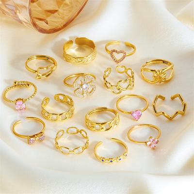Кольцо из титановой стали Love с бриллиантами, открытое, женское, неправильной геометрической формы, в стиле ретро, нишевое, универсальное