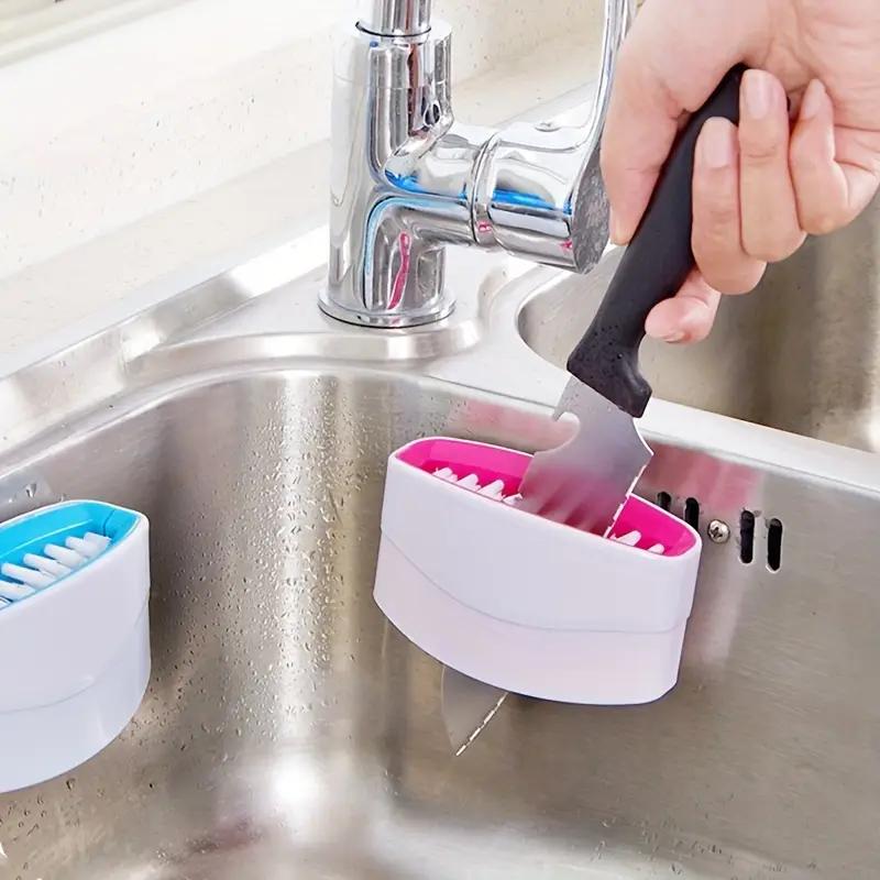 Creative Knife Brush with Suction Cup Kitchen Knife and Fork Chopstick Cleaning Brush Fruit and Vegetable Cleaning Brush Kitchen Cleaning Brush
