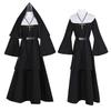 Halloween Nun Cosplay Costume 4-Pieces Set Nun Costume + Cape + Belt + Necklace Cosplay Costume