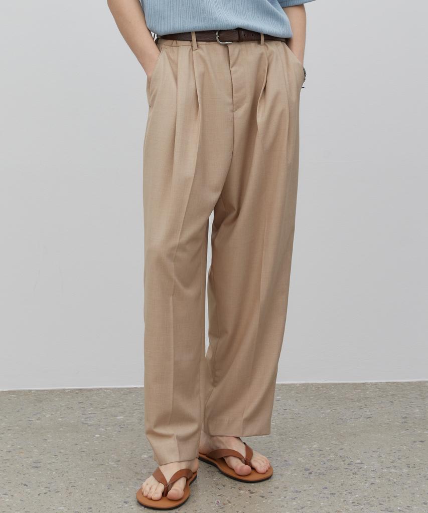 TRIP LE SENS Double-Pleated Semi-Balloon Tapered Slacks_Black