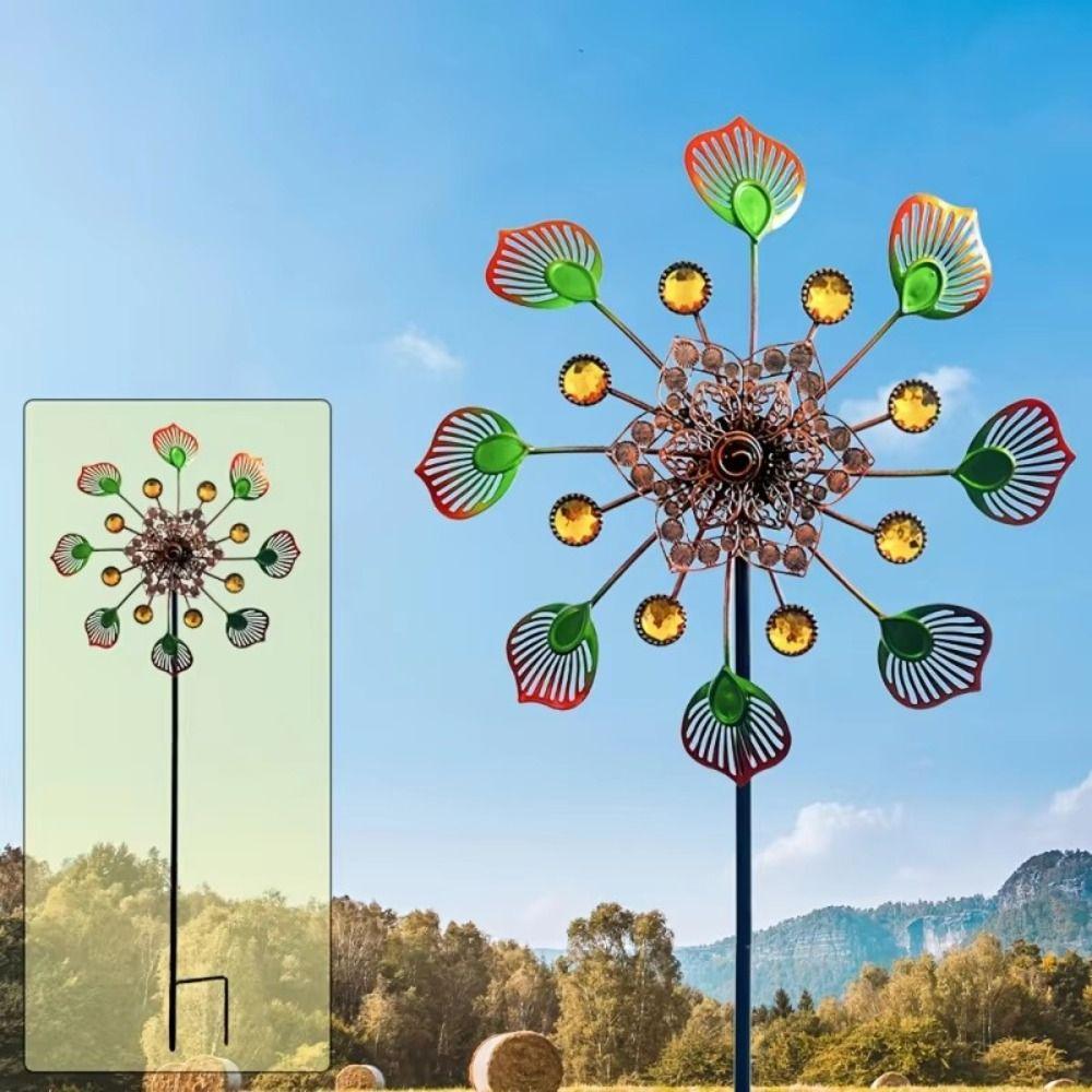 Iron Art Wind Collectors Rotator Rotating Metal Windmill Windmill Spinner  Backyard