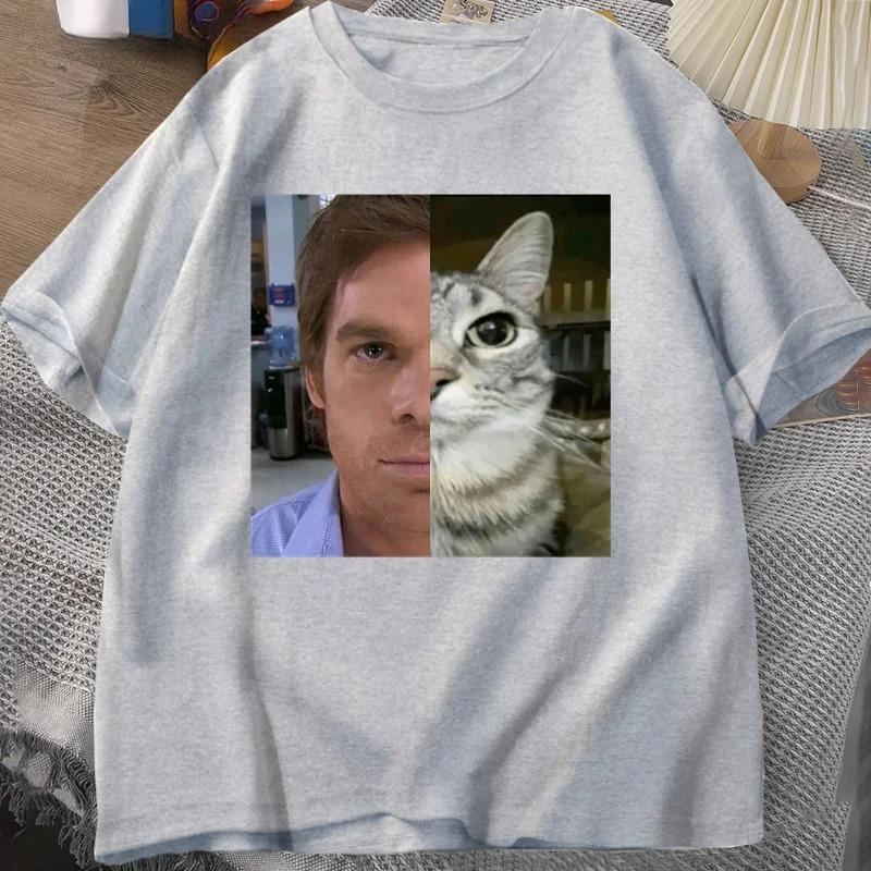 Dexter Morgan Cat Tshirts Funny Cotton Short Sleeve O Neck Tshirt Unisex Streetwear Unisexs Clothes Harajuku Printed Tshirt Tops