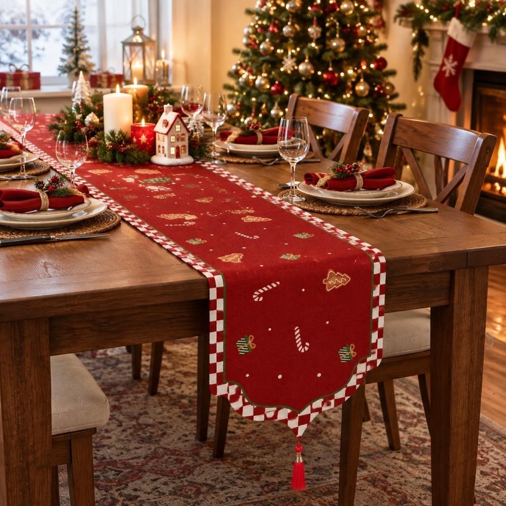 Santa Claus Christmas Table Flag Desk Decor Xmas Tablecloth Christmas Table Runner Home Decor