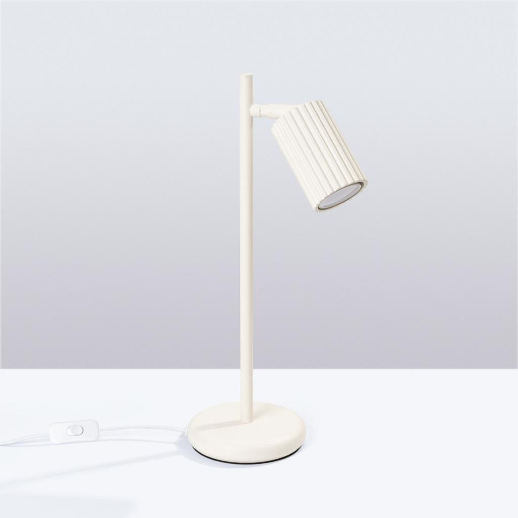 Lampka Biurkowa Nowoczesna Beżowa Ruchomy Karbowany Reflektorek Włącznik 1Xgu10 10W Karbon Sollux Lighting