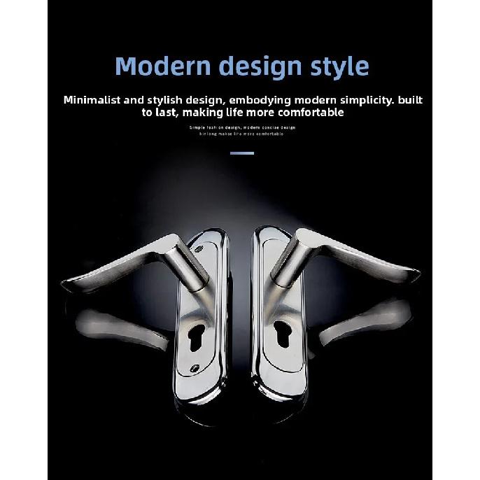 Universal Adjustable Stainless Steel Indoor Door Lock Wooden Handle for Bedroom Security Tamper-Free Household Safety