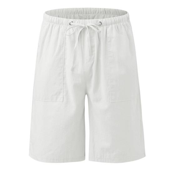 Женские летние шорты из хлопка и льна, повседневные шорты с широкими штанинами, завязывающиеся на шнурок, с карманами, длиной до колена для отдыха на пляже