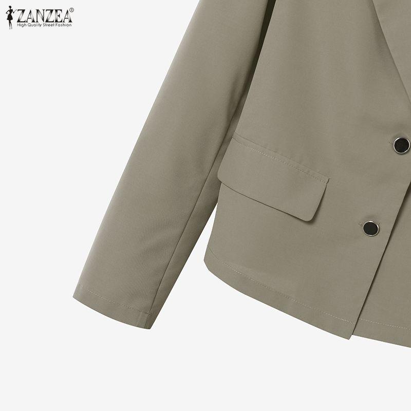 ZANZEA Женские повседневные костюмы из двух предметов: блейзер с длинным рукавом и юбка миди