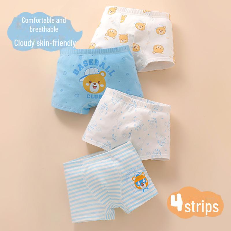 Трусы-боксеры из чистого хлопка типа А для мальчиков, с рисунком из мультфильмов, возраст 3-8 лет