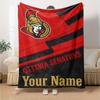Name Custom Ottawa Senators Print Flannel Blanket High Quality Warm Comfortable Cover for All Seasons Perfect for Gifts Home Decor