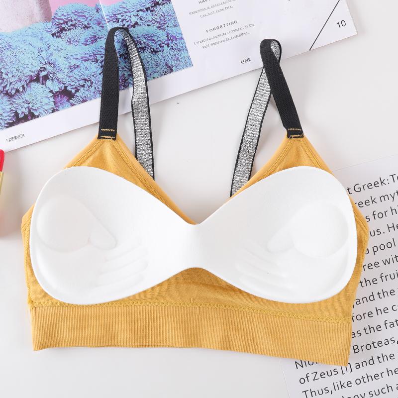 Женские спортивные укороченные топы, бесшовное нижнее белье, съемная мягкая майка, нижнее белье, женские мягкие майки на бретелях