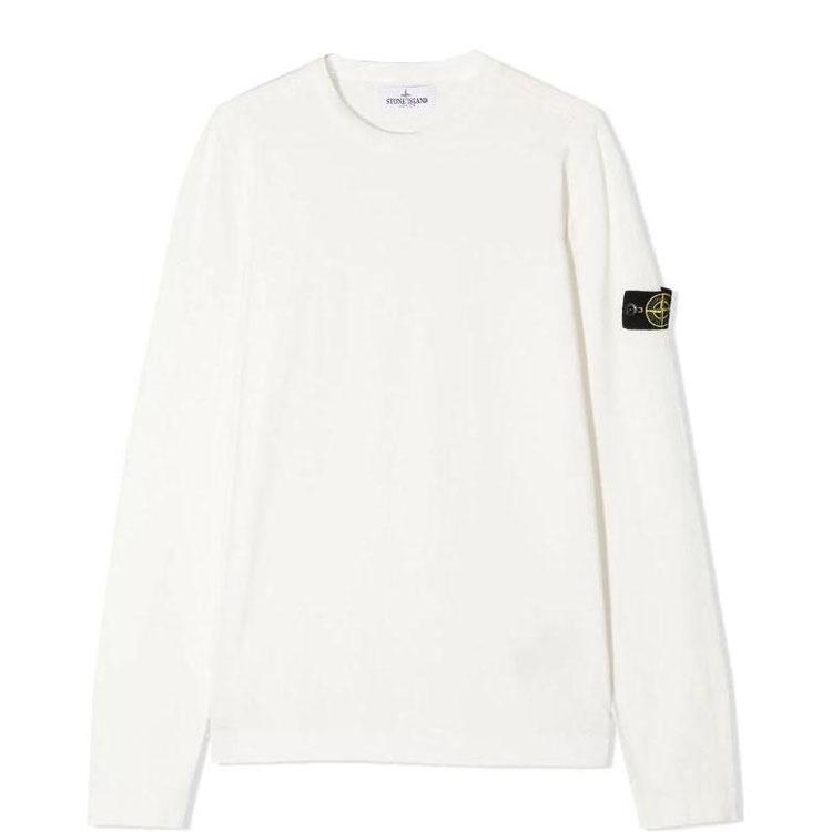 STONE ISLAND Свитер-пуловер с круглым вырезом и логотипом Детский свитер Белый 7416509A2-V0093