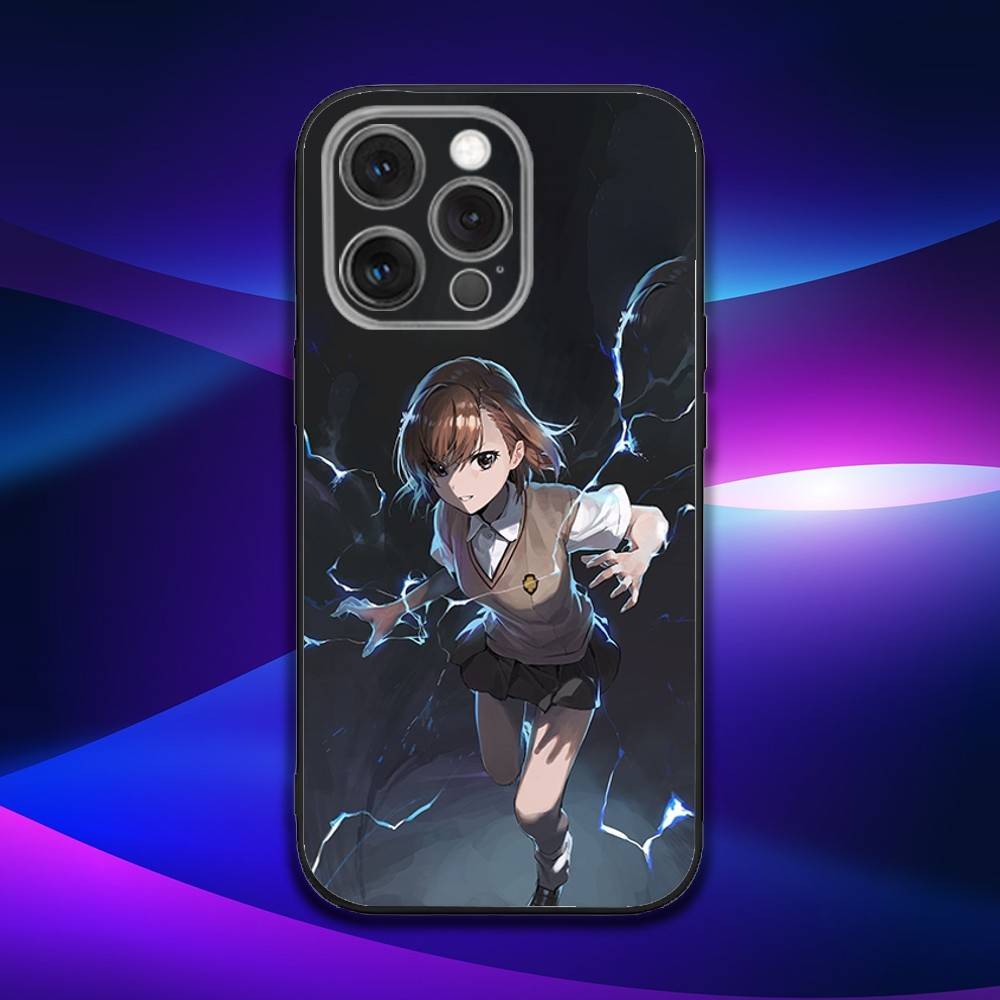 Чехол для телефона M-Misaka Anime Mikoto для iPhone 16e, 16, 15, 14, 13, 12, 11, Pro, X, XS, Max, XR, Plus, Mini, Мягкий черный чехол