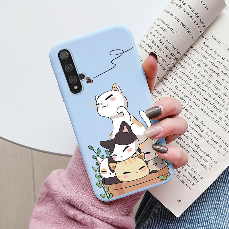 Цветы Чехол Для Huawei Nova 5T Capa NOVA5T 5 T Чехол для Телефона Мягкий Силикон Милый Кот Медведь Задняя Крышка Для Nova5 T Coque Сумка Модный