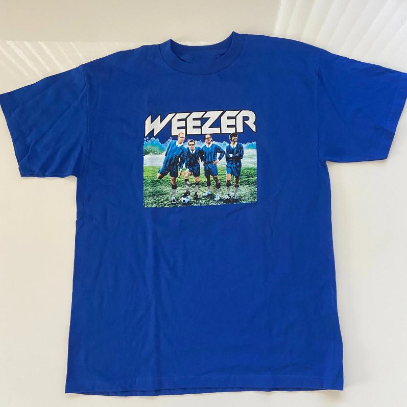 Винтажная синяя хлопковая футболка унисекс Weezer Band Concert Tour US148