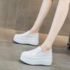 Fashion 8CM Casual Shoes Women's New Platform Heel Women Round Toe 2024 White Shoes Fashion Breathable Thick Bottom Slip Loafers Women