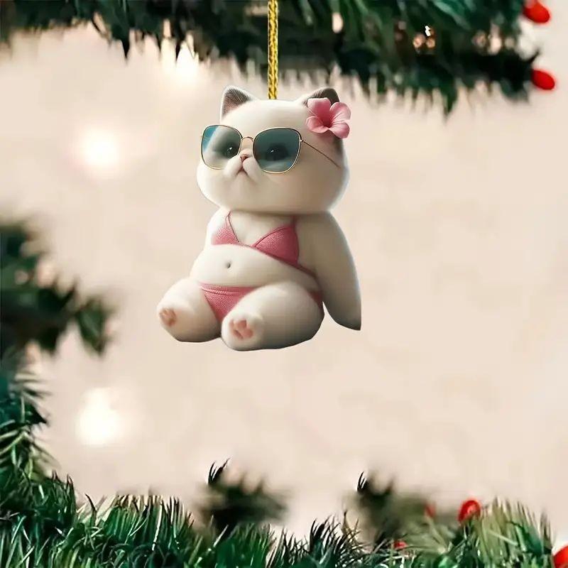 Современный акриловый кошачий купальник бикини, подвеска для автомобиля, очаровательное украшение интерьера