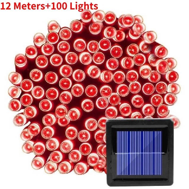 Рождественская светодиодная гирлянда, сказочный свет, уличные гирлянды на солнечной батарее, 8 режимов