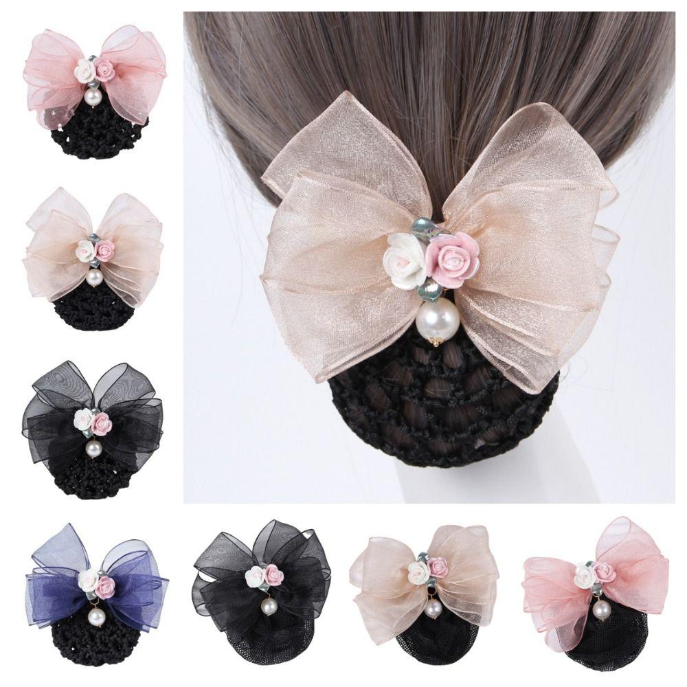 Бант Корейский Пучок Снуд Конский Хвост Зажимы Заколки Чехол Сетка Винтаж Женщины Весна Зажим Женский