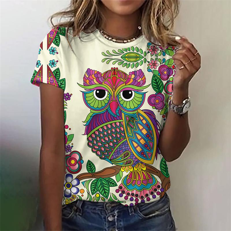 Funny Animal Pattern T-Shirt For Women Cute Fox 3D Printed T Shirts Summer Casual Daily Round Neck Tops Short Sleeves Loose Tees