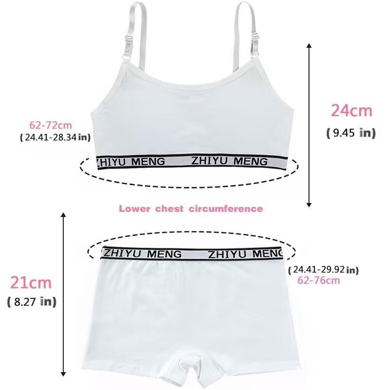 Спортивный бюстгальтер Хлопковые тренировочные бюстгальтеры Комплекты бюстгальтеров и трусиков для девочек-подростков Детская одежда 8-16 лет