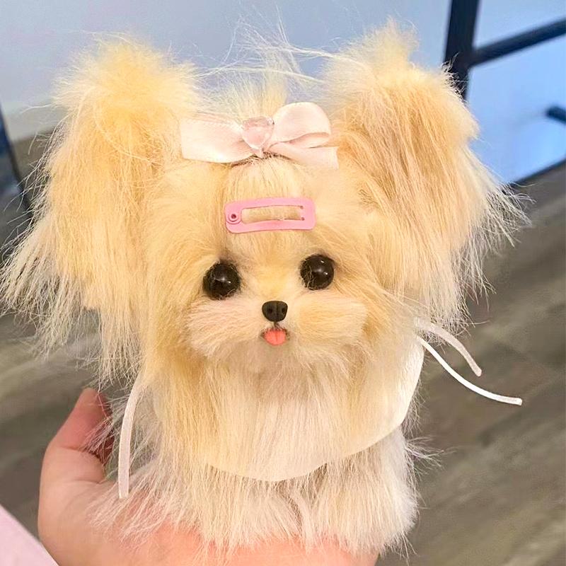 1 шт., ручная работа, плюшевые длинные волосы соболя, витая палочка, шерсть, щенок, кукла, материалы, игрушки, новинка