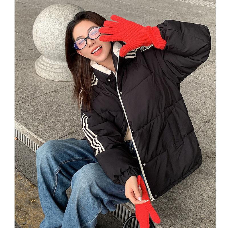 Новая женская хлопковая куртка-пуховик, одежда-хлеб, воротник-стойка, хлопковая куртка, корейская версия, свободная, зимняя, утолщенная хлопковая куртка